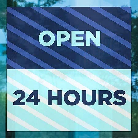 CGSignLab | פתוח 24 שעות -כחול כחול נצמד חלון ברור | 16 x16